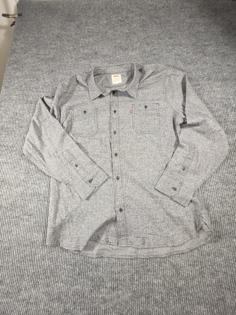 Levi Strauss Gray Button Up Shirt Size XXL Long Sleeve Soft Cotton